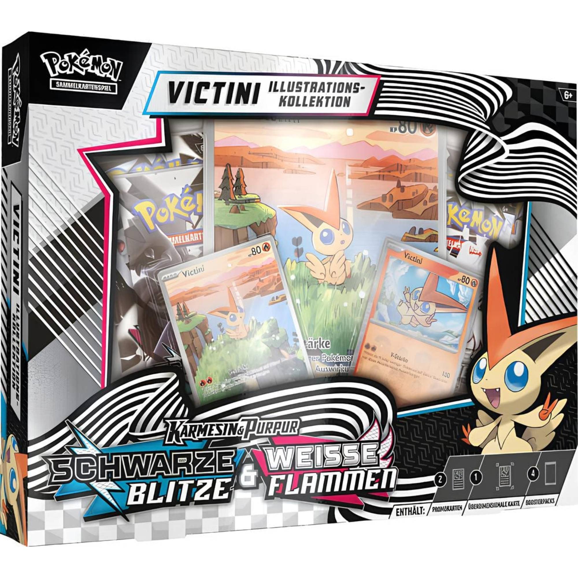 Schwarze Blitze & Weiße Flammen Victini Illustrations Kollektion deutsch