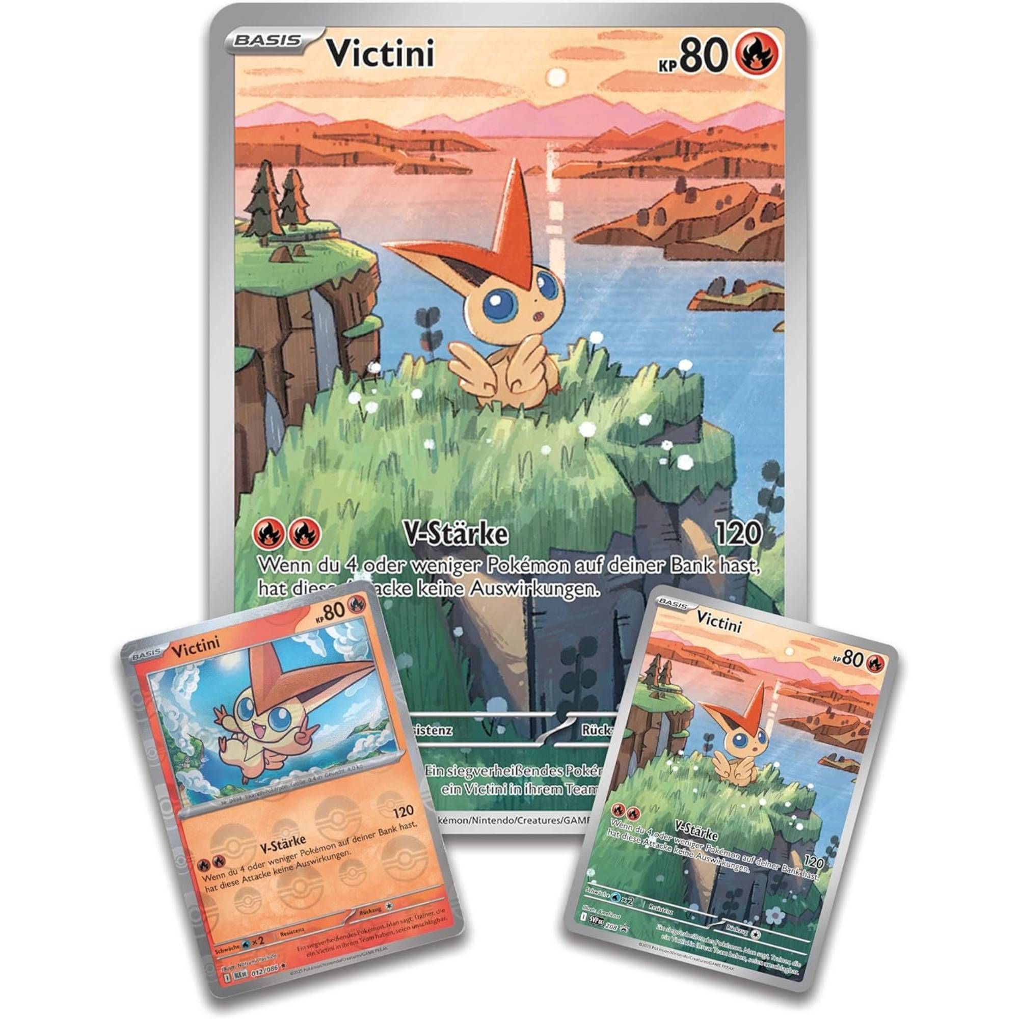 Schwarze Blitze & Weiße Flammen Victini Illustrations Kollektion deutsch